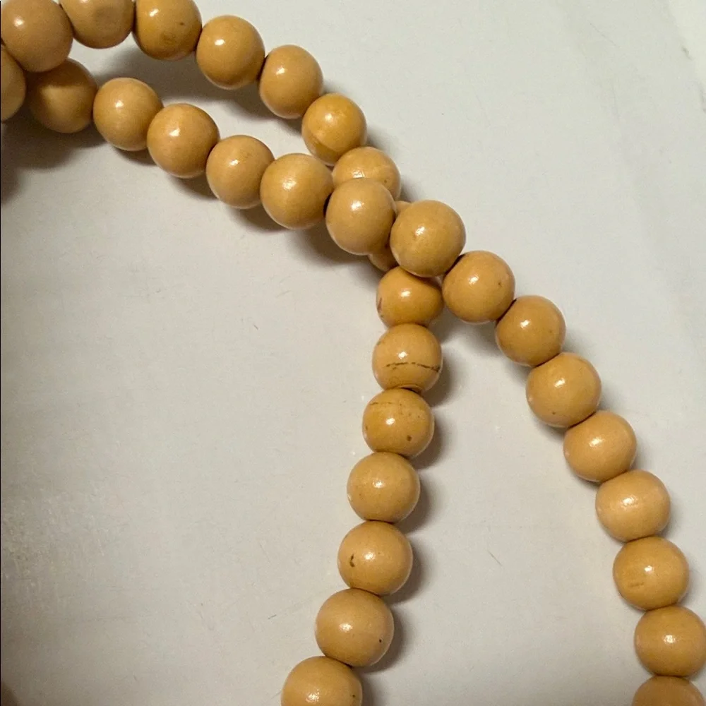 Wood Beaded Tan Shoulder Bag - Picture 5 of 6